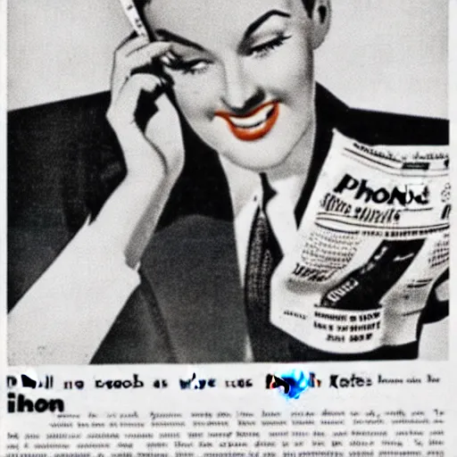 Prompt: 1950s newspaper ad for iPhon