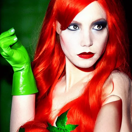 Prompt: poison ivy from batman, cosplay, photograph by Mario Testino