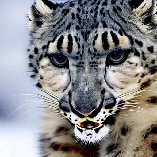 Image similar to A snow leopard with a spliff in his mouth smoking, award winning photo