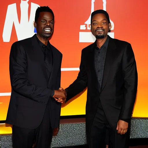 Prompt: chris rock and will smith shaking hands