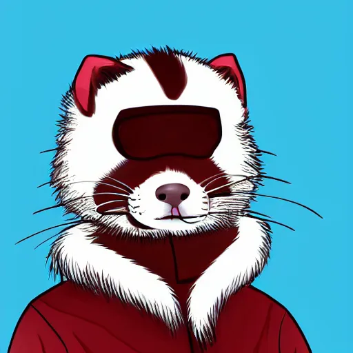 Prompt: ferret furry guy, digital art high quality, jacket