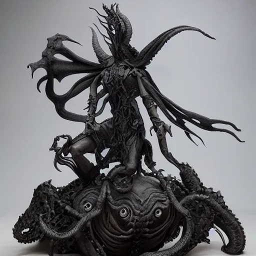 Image similar to angelarium, illithid, cthulhu, clay sculpture by ellen jewett