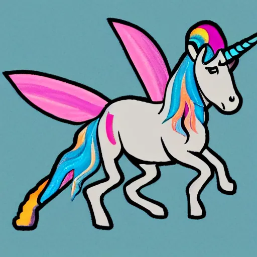 Prompt: a unicorn with a horn instead of a tail