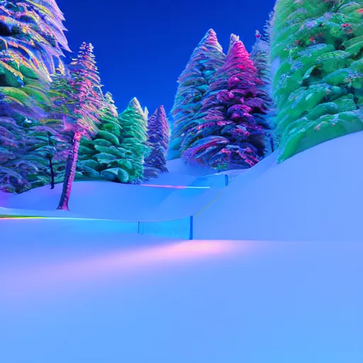 Prompt: : psychedelic ski resort, hyper - realistic, detailed, render by c 4 d octane, unreal engine, 8 k 3 d render