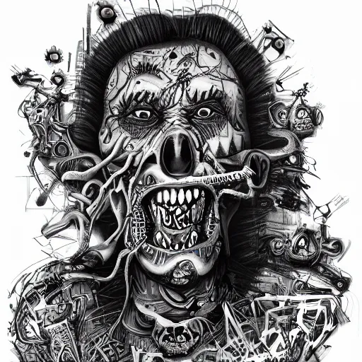 Prompt: a surreal face graffiti intricate sketch by Nychos, highly detailed, Arstation trending 8k