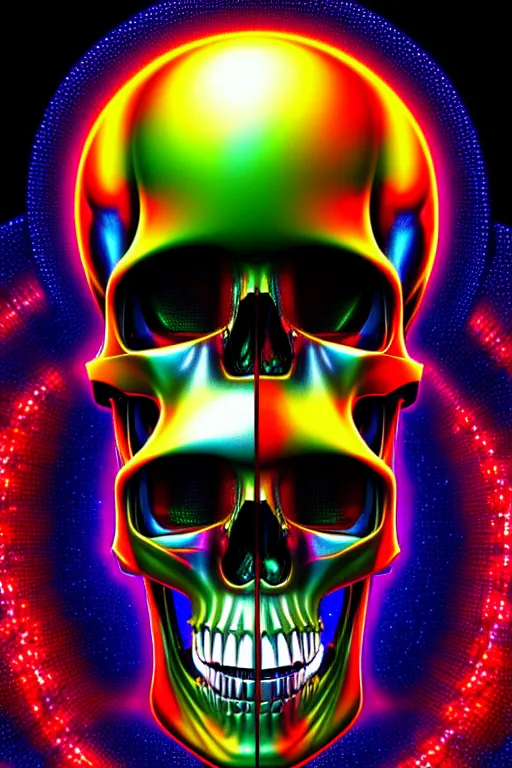 Image similar to maximalist detailed scifi robot skull portrait. lowbrow scifi artwork by kidsquidy. ray tracing hdr polished sharp in visionary psychedelic fineart style inspired by alex grey and cameron gray