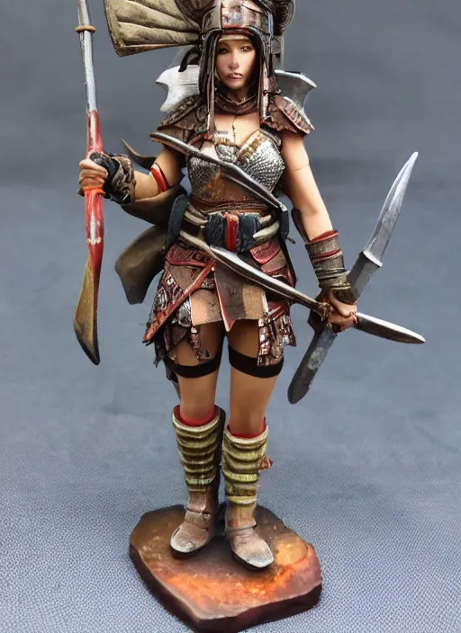 Image similar to Product Introduction Photos, 4K, Full body, 80mm resin detailed miniature of a warrior girl