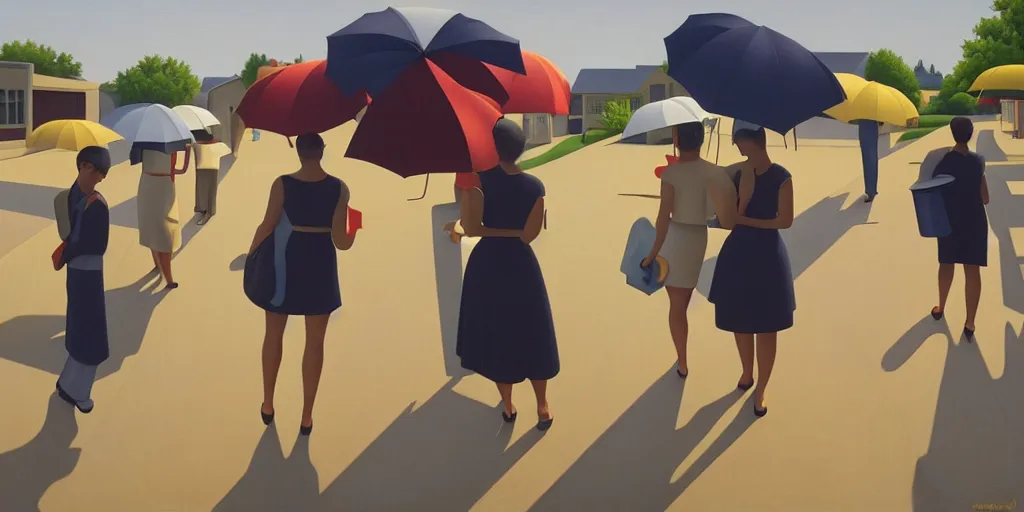 Image similar to umbrellas, summer evening, kenton nelson