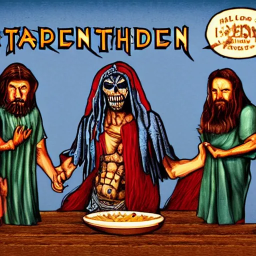 Prompt: the lord's supper iron maiden