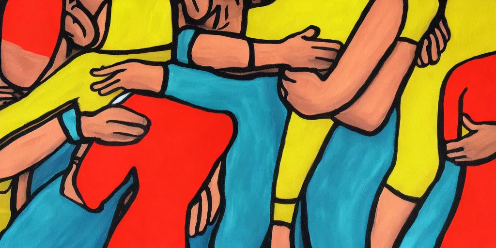 Prompt: detailed painting of a group hug