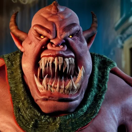 Image similar to garrosh hellscream in a movie home alone 4k still shot