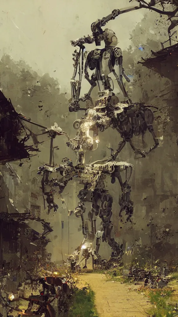 Image similar to robot painting a robot on canvas, intricate, highly detailed, photorealistic, film still, by carl spitzweg, ismail inceoglu, vdragan bibin, hans thoma, greg rutkowski, alexandros pyromallis, huang guangjian and gil elvgren and sachin teng