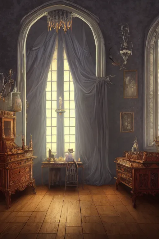 Prompt: a beautiful digital illustration painting of a detailed gothic fantasy bedroom, by benoit b. mandelbrot, steven belledin, martin johnson heade, lee madgwick, caspar david friedrich, and david rios ferreira. 8 k resolution trending on artstation concept art digital illustration