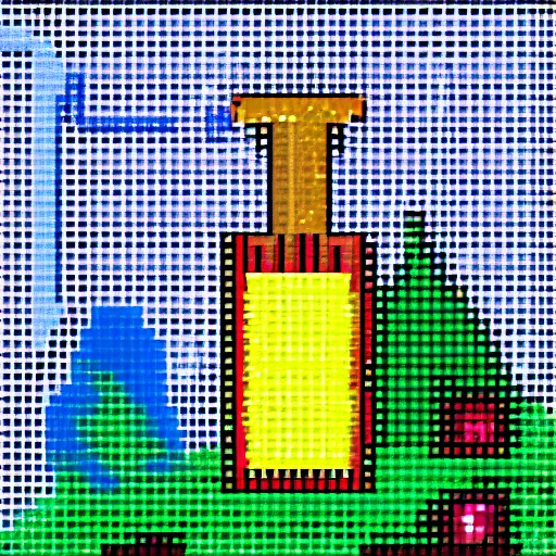 Image similar to pixel art of a sparkling blue fantasy potion