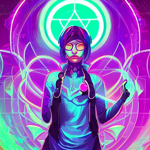 Image similar to skill magic geek inside matrix deepdream radiating a glowing aura stuff loot legends stylized digital illustration video game icon artstation lois van baarle, ilya kuvshinov, rossdraws,