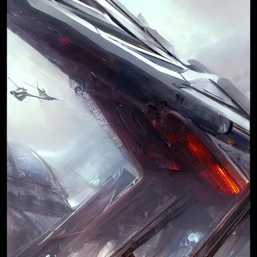 Prompt: epic futuristic structure by raymond swanland, highly detailed