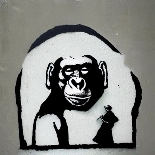 Prompt: ape as a artist made by banksy