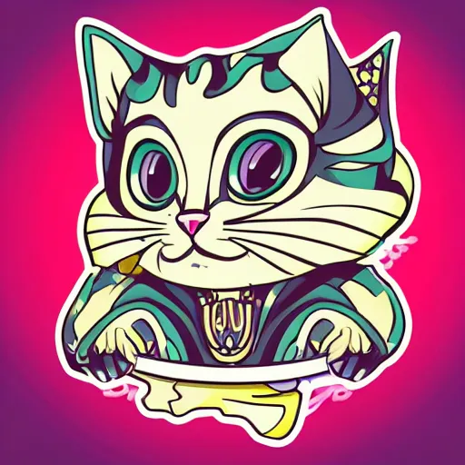 Prompt: Evil emperor kitten, sticker, highly detailed, colorful, illustration, smooth and clean vector curves, no jagged lines, vector art, smooth