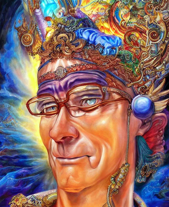 Image similar to hank hill as the god of propane, magic realism, art by josephine wall, art by huang guangjian, art by viktoria gavrilenko, art by amanda sage, trending on artstation