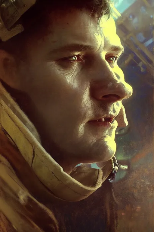 Image similar to hyperrealist portrait of a airplane pilot by jeremy mann and alphonse mucha, fantasy art, photo realistic, dynamic lighting, artstation, poster, volumetric lighting, very detailed faces, 4 k, award winning