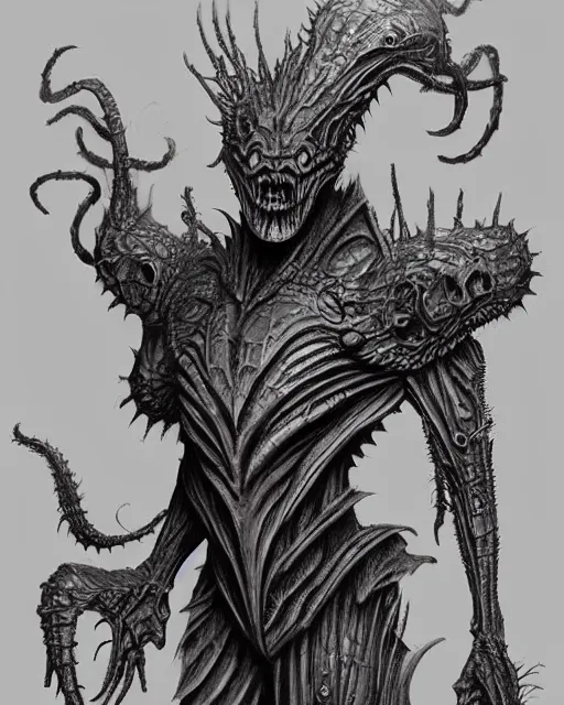 Image similar to monster design, by antonio j. manzanedo, giger, alex grey, android jones, wayne barlowe, philippe druillet, trending on artstation