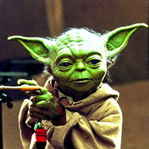 Image similar to yoda performing at woodstock