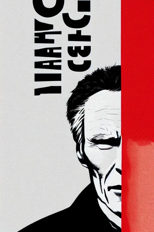 Image similar to minimal movie poster, clint eastwood is united states president joe biden, solid colors, cinematic