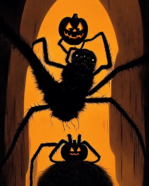 Prompt: creepy spider, halloween theme, evil, horror aesthetic, portrait, cinematic, dramatic, super detailed and intricate, by koson ohara, by darwyn cooke, by greg rutkowski, by satoshi kon