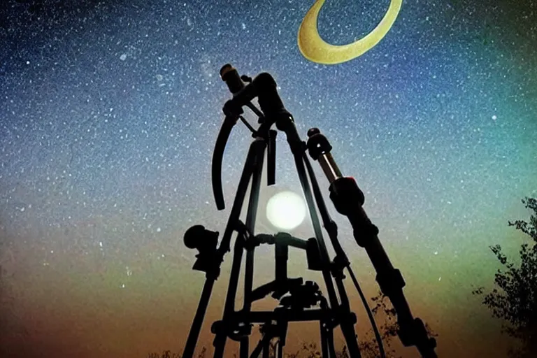 Prompt: Pakistani alpha as astronomy teacher, telescope, moon, clear skies, starry skies, realism realistic