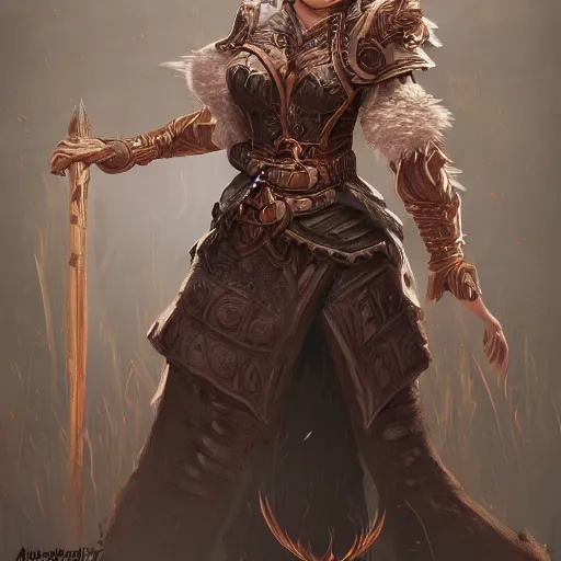 Image similar to beautiful earthen sorceress wearing wooden armor, trending on artstation, ultra fine detailed, hyper detailed, hd, concept art, digital painting