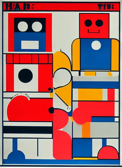 Image similar to happy robots by Jan Tschichold, De Stijl