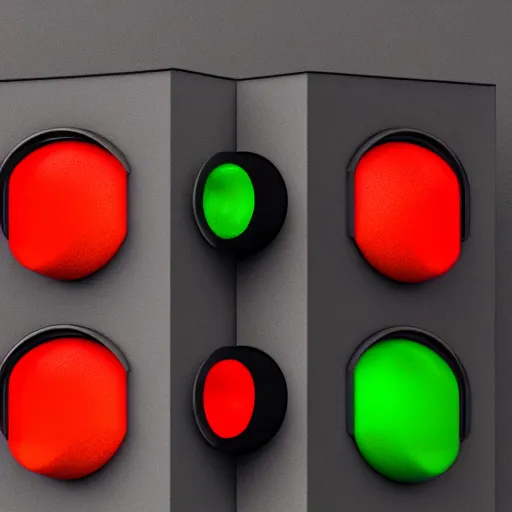 Image similar to a close up of a traffic light on a gray background, a computer rendering by senior environment artist, featured on polycount, cubo - futurism, 8 k 3 d, hard surface modeling, sketchfab