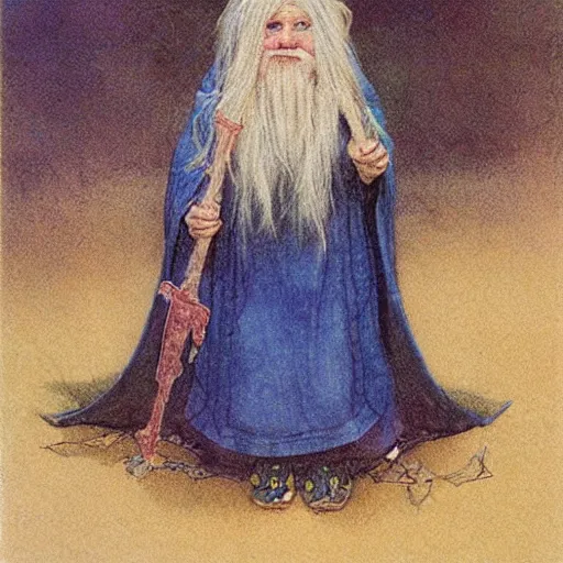 Prompt: female gnome progenitor, illustration by Alan Lee