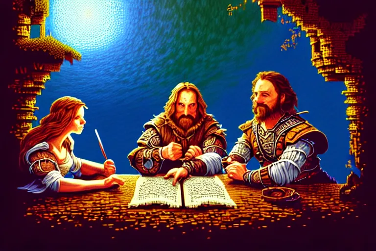 Image similar to the bard's tale, beautiful detailed pixelart by albertov, intricate details, beautiful, dithered gradients, volumetric lighting, cgsociety, artstation, smooth, sharp focus, 2 d illustration, amazing art by dan mumford, old school computer game graphics, crpg, d & d, pixel art