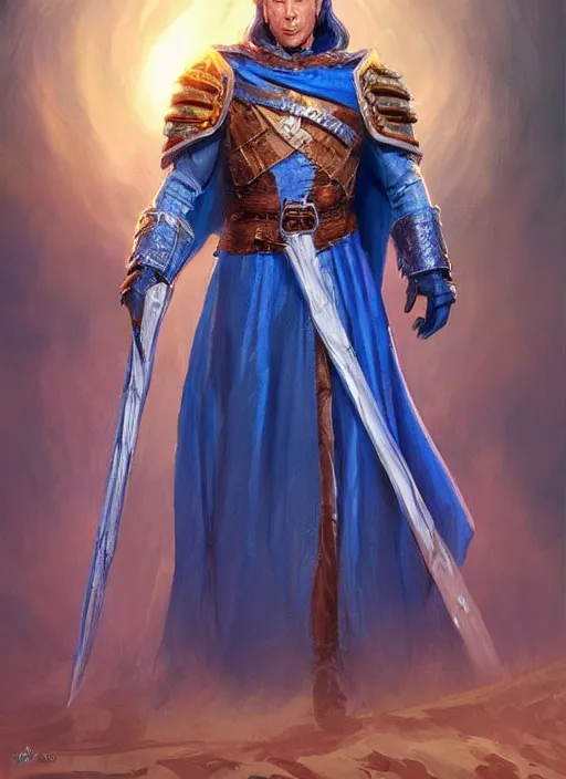 Prompt: bright blue cloak male priest, ultra detailed fantasy, dndbeyond, bright, colourful, realistic, dnd character portrait, full body, pathfinder, pinterest, art by ralph horsley, dnd, rpg, lotr game design fanart by concept art, behance hd, artstation, deviantart, hdr render in unreal engine 5