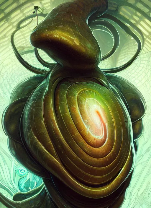 Image similar to elon musk as slimy mollusk, anthropomorphic character, drool, concept art, intricate, elegant, highly detailed, digital painting, artstation, wallpaper, smooth, sharp focus, illustration, art by artgerm and greg rutkowski and alphonse mucha