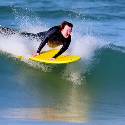 Image similar to photo of melissa mccarthy surfing a wave