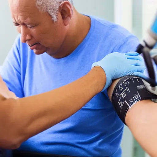 Image similar to a patient having his blood pressure measured