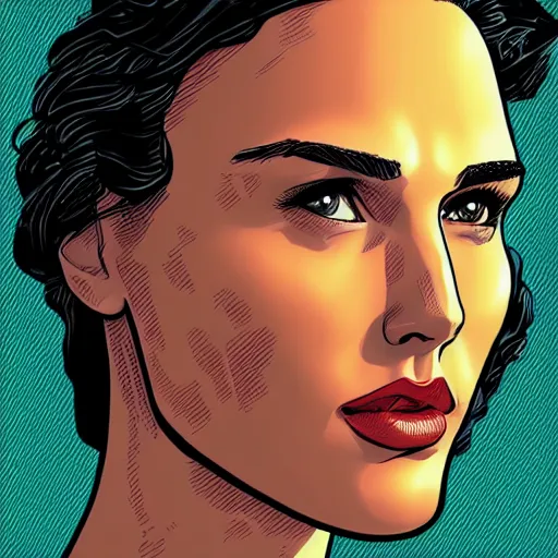 Prompt: portrait of gal gadot, by laurie greasley