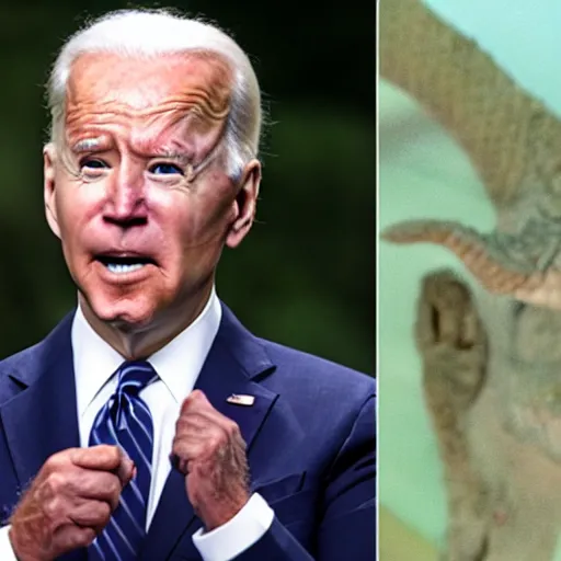 Image similar to president joe biden as reptile, reptilian eyes