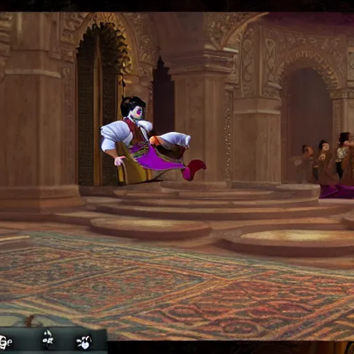 Image similar to a screenshot from prince of persia where the prince is doing a dance