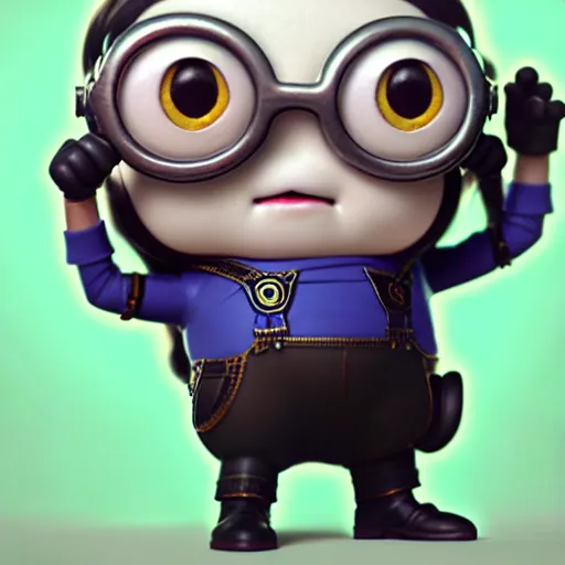 Image similar to minion funko pop, by tom bagshaw and ilya kuvshinov, rtx rendering, octane render 1 2 8 k, maya, extreme high intricate details by wlop, digital anime art by ross tran, medium shot, composition by sana takeda, dramatic lighting by greg rutkowski