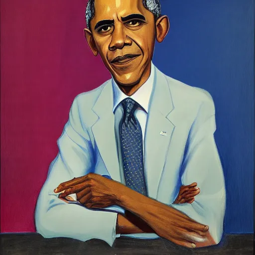 Image similar to portrait of barack obama, painting by paula rego, high detail, high resolution