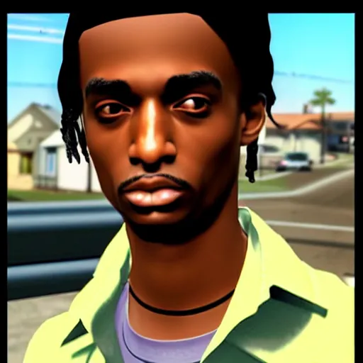 Prompt: Playboi Carti in GTA San Andreas, PlayStation 2 graphics, low poly model