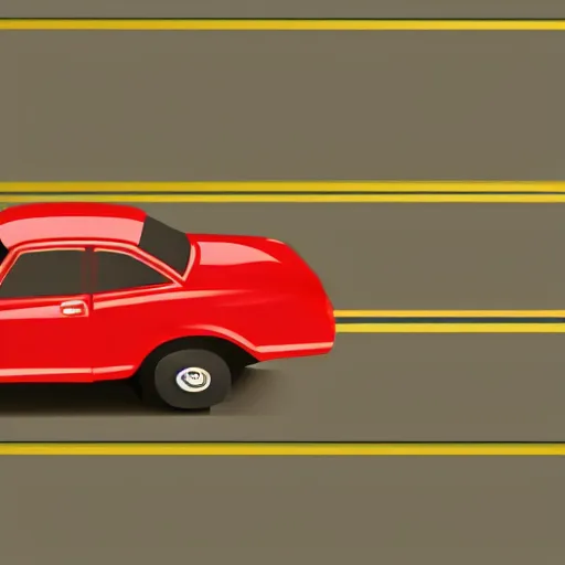 Prompt: An illustration of a red car rushing on the highway by matt griffin