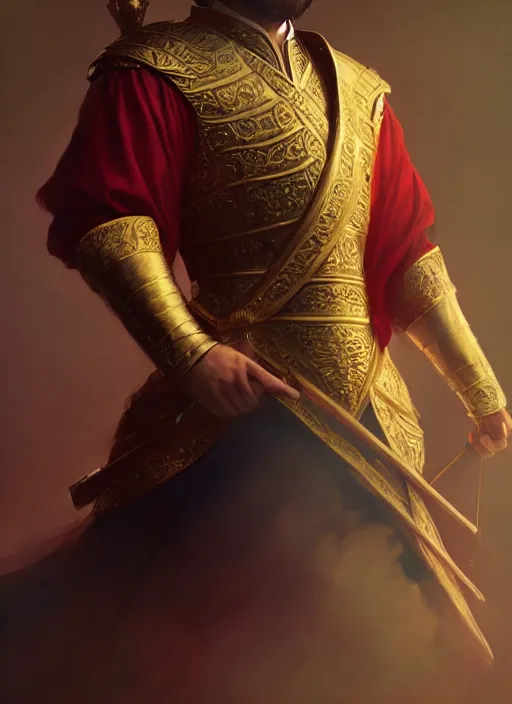 Image similar to gm hikaru nakamura dressed as a king, fantasy portrait, artstation, extremely detailed artgerm greg rutkowski