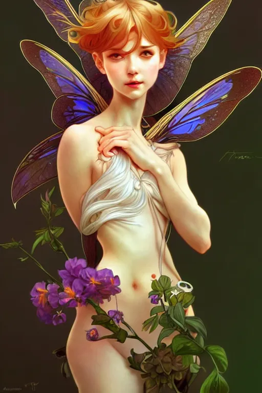 Image similar to beautiful pixie, highly detailed, digital painting, artstation, sharp focus, illustration, art by tan zi and ayanamikodon and alphonse mucha and wlop