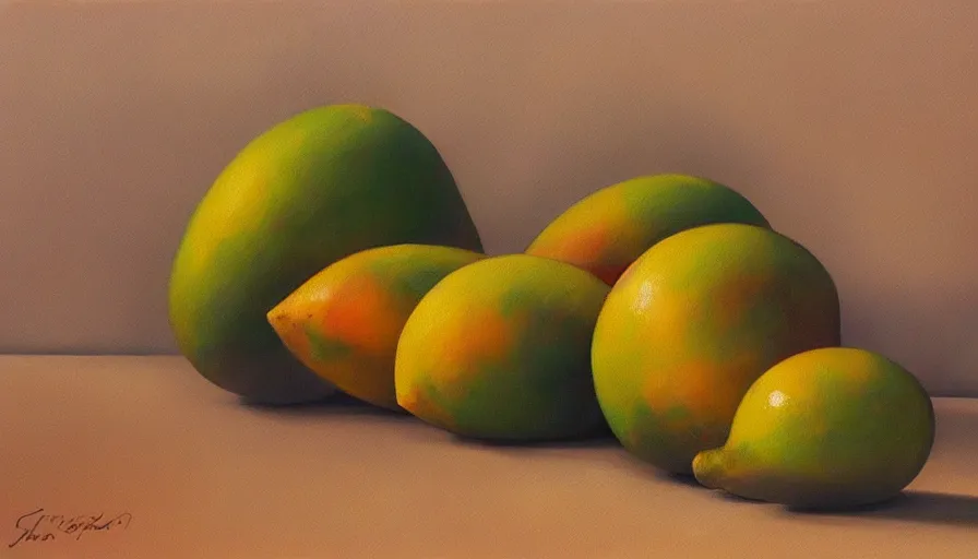 Prompt: still life, mangos, oil painting by jama jurabaev, brush hard, artstation, high quality, brush stroke