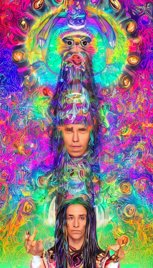 Image similar to portrait of a digital shaman, by lisa frank,