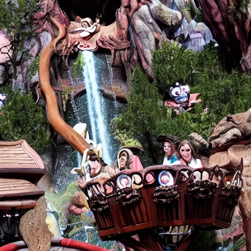 Image similar to splash mountain fused with haunted mansion